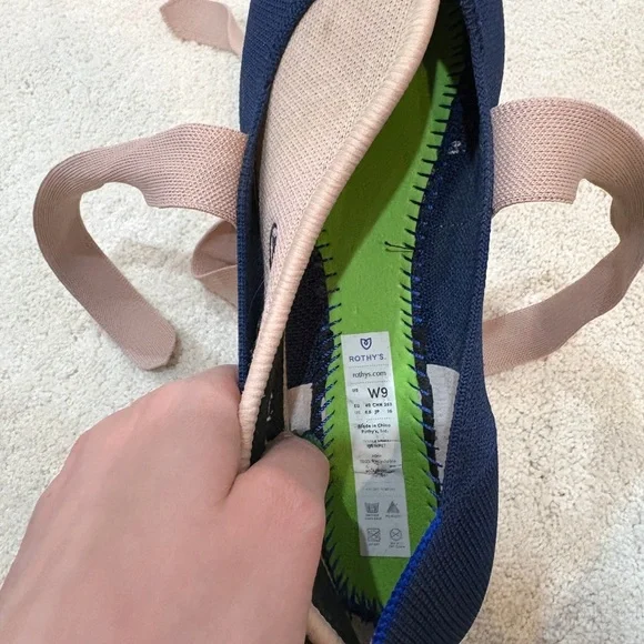 Rothy's The Slip On Mary Jane Knit Bow Women's Blue Ballet Flats Size 9 - Picture 4 of 5